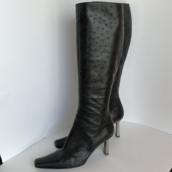 Giuseppe Zanotti Genuine Ostrich Boots -Silver heel - Black - Picture 14 of 17